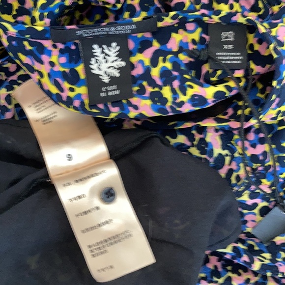 Scotch and soda multicolor print lined ruffled long sleeve short dress Sa XS NWT - Picture 10 of 11